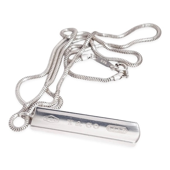 Authentic Rare Vintage Tiffany & Co. 925 Sterling Silver 1837 Bar Pendant - Picture 5 of 13